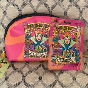 Evil queen, makeup bag, and mask